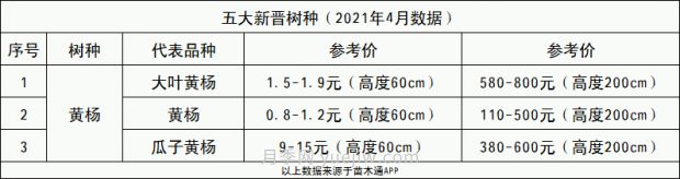 春季***近一个月成交量***高的十大苗木排行榜(图11)